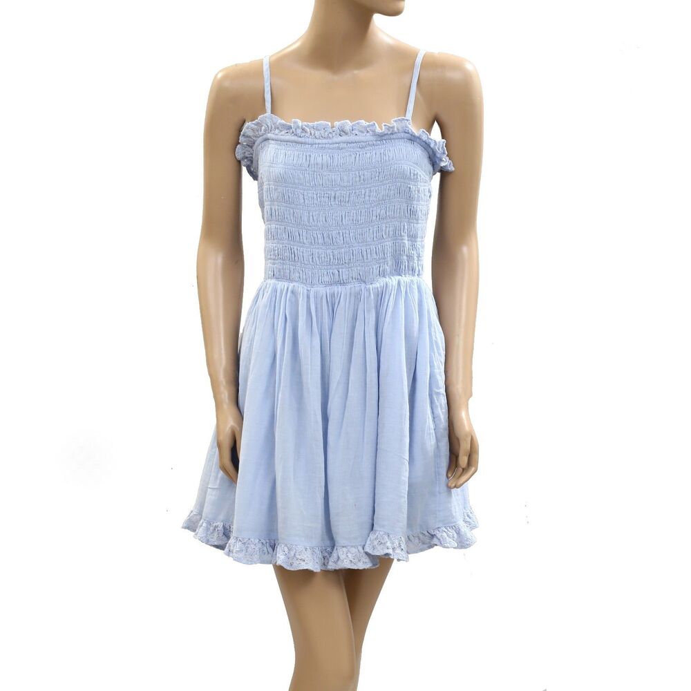Free People Free-est Josephine Bustle Tube Mini Dress Smocked Ruffle XL 285056 - Picture 5 of 8